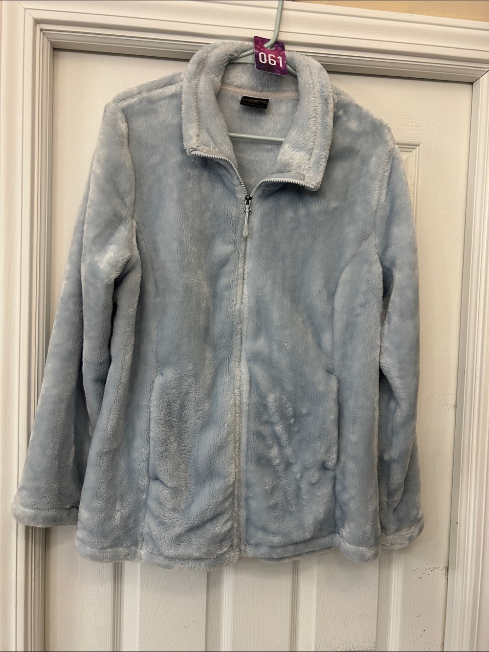 32 Degrees Light Blue Plush Zip-Front Teddy Jacket
